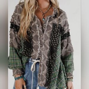 POL Green/Brown Shacket -- Size M